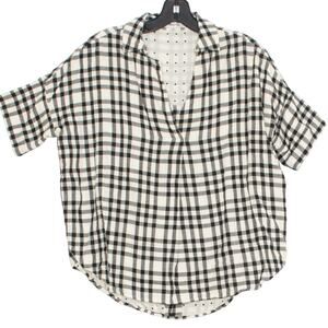 Madewell Top Courier Preppy Rustic Boho Grunge Cottage Country Plaid Black XXS